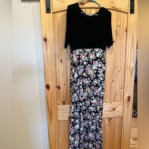 Black & Floral Maxi Dress